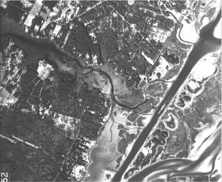 Aerial view of Hewletts Creek in 1981